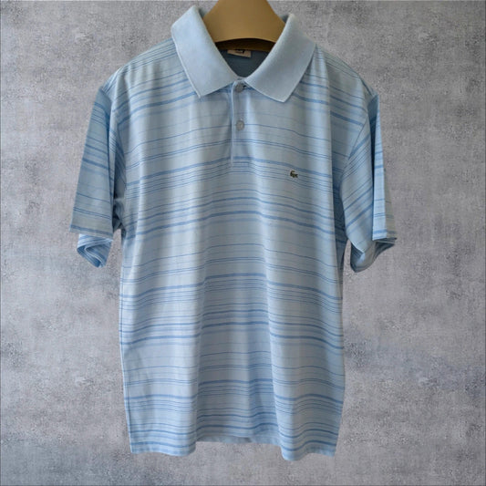 Polo Lacoste vintage azul marino con rayas estilo francés preppy Y2K retro
